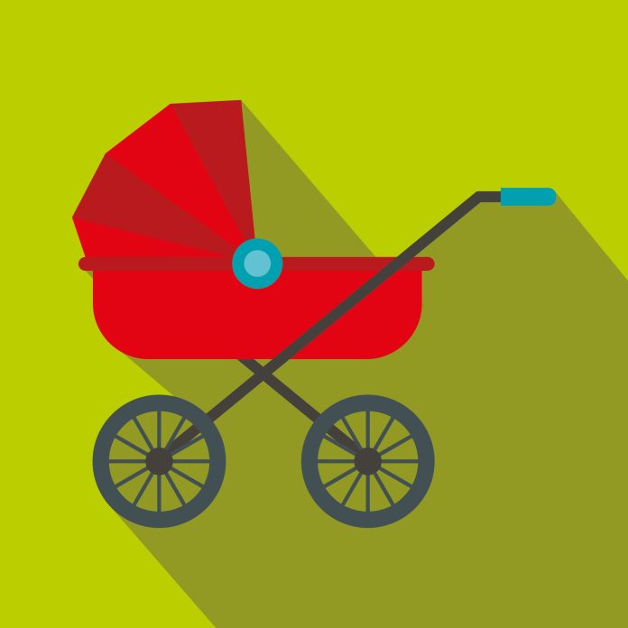 een rode kinderwagen